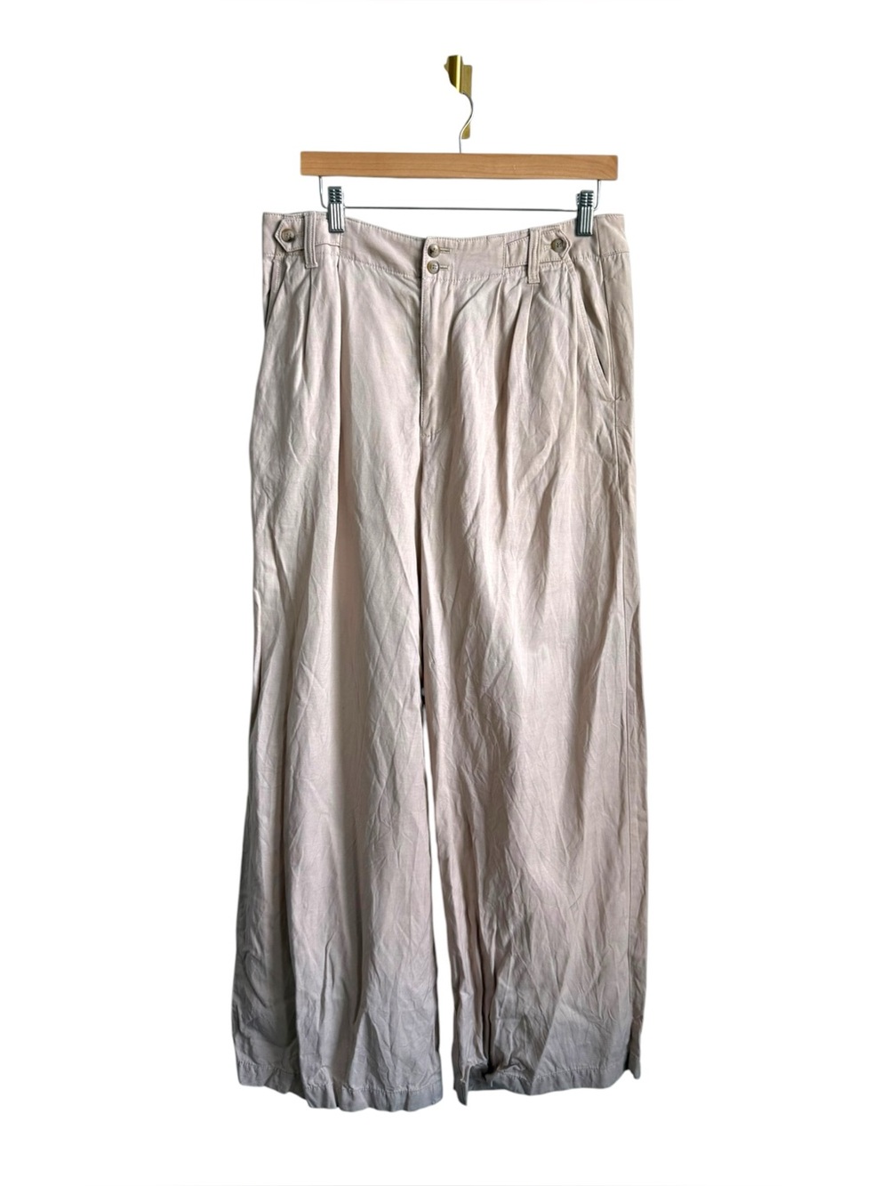 Madewell Harlow Wide Leg Linen Blend Pants Beige 12